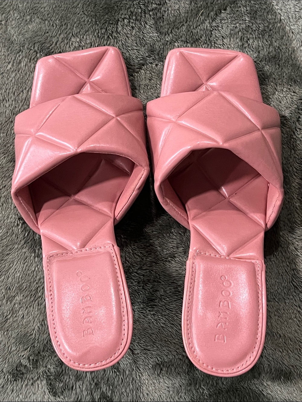 BAMBOO Quilted Pink Slide Mules
